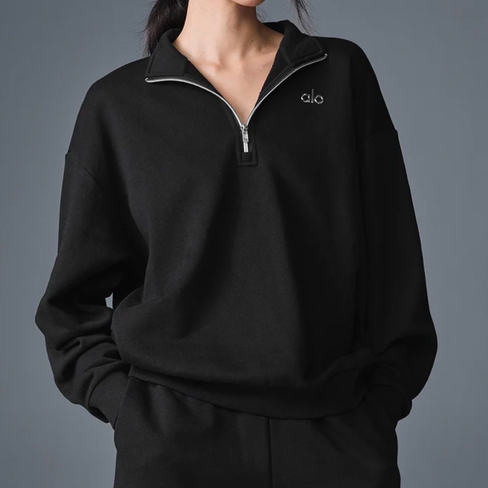 ALO Yoga Black Half-Zip Sweatshirt